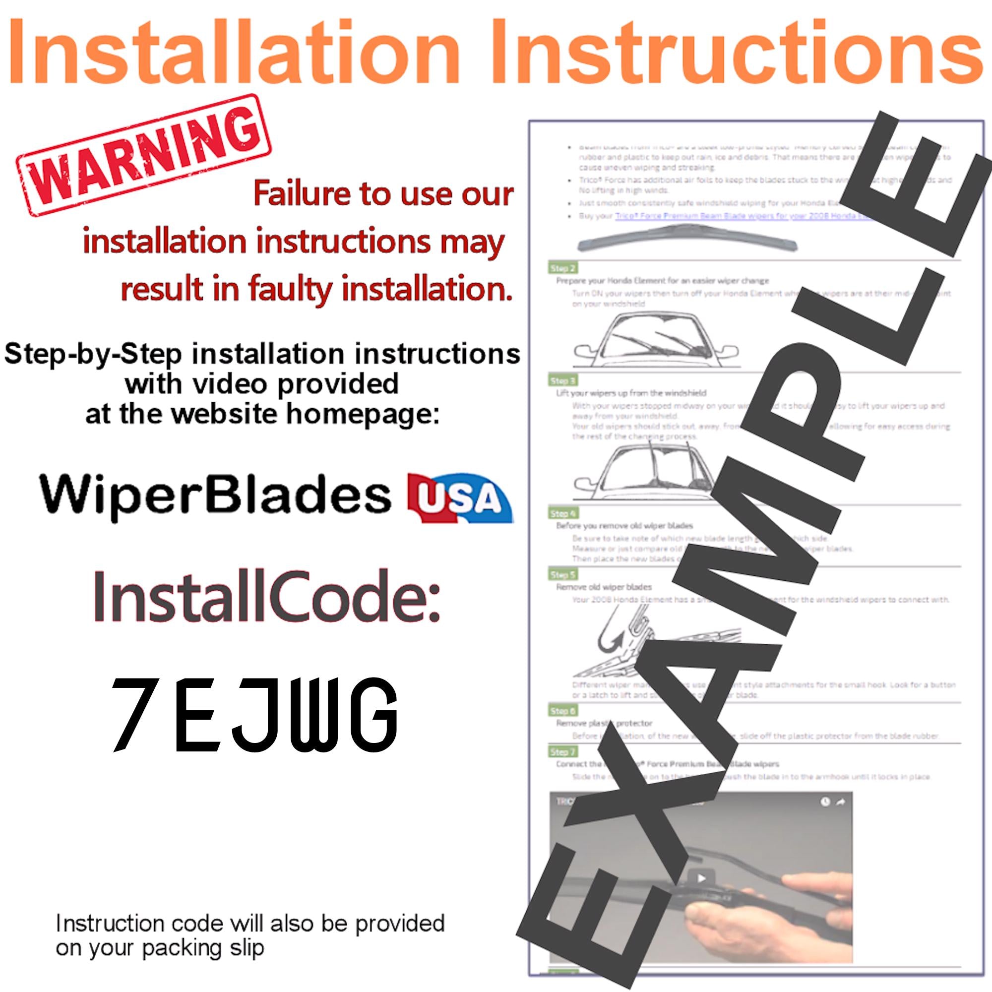Install Instructions & video for 2000 Kia Sephia Tempest Elite Wiper Blades - WiperBladesUSA