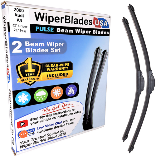 Wiper blades set for 2000 Audi A4 with 1yr Warranty - WiperBladesUSA - Size Correct