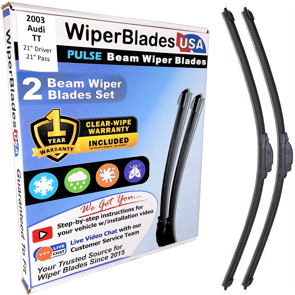 Wiper blades set for 2003 Audi TT with 1yr Warranty - WiperBladesUSA - Size Correct