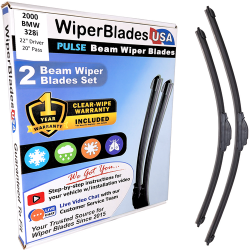 Wiper blades set for 2000 BMW 328i with 1yr Warranty - WiperBladesUSA - Size Correct