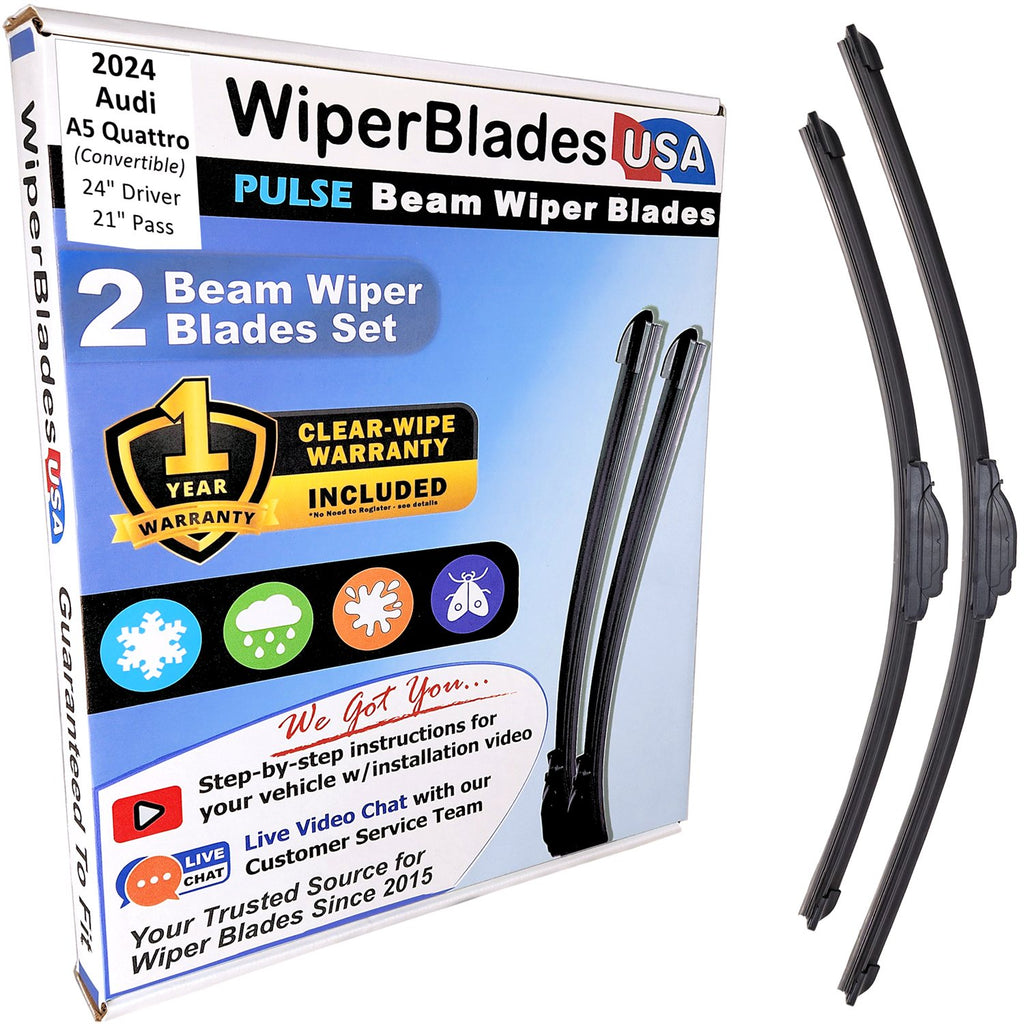 Wiper blades set for 2024 Audi A5 Quattro with 1yr Warranty - WiperBladesUSA - Size Correct