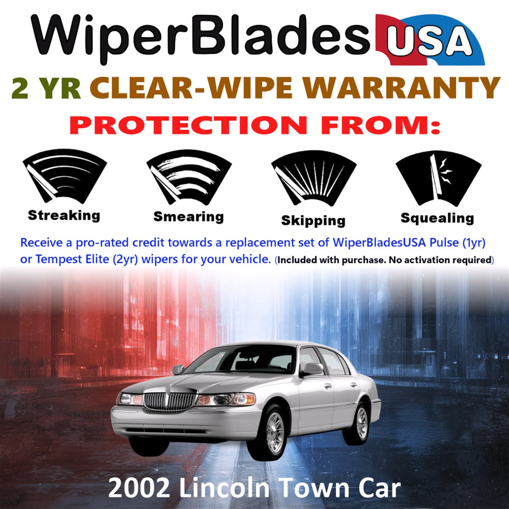 2002 Lincoln Town Car Front Wiper blades Set  Includes 2yr Wear Warranty & Free Delivery