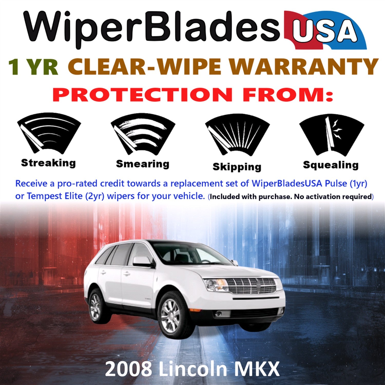 2008 Lincoln MKX Front Wiper blades Set Includes 1yr Wear Warranty & Free Delivery