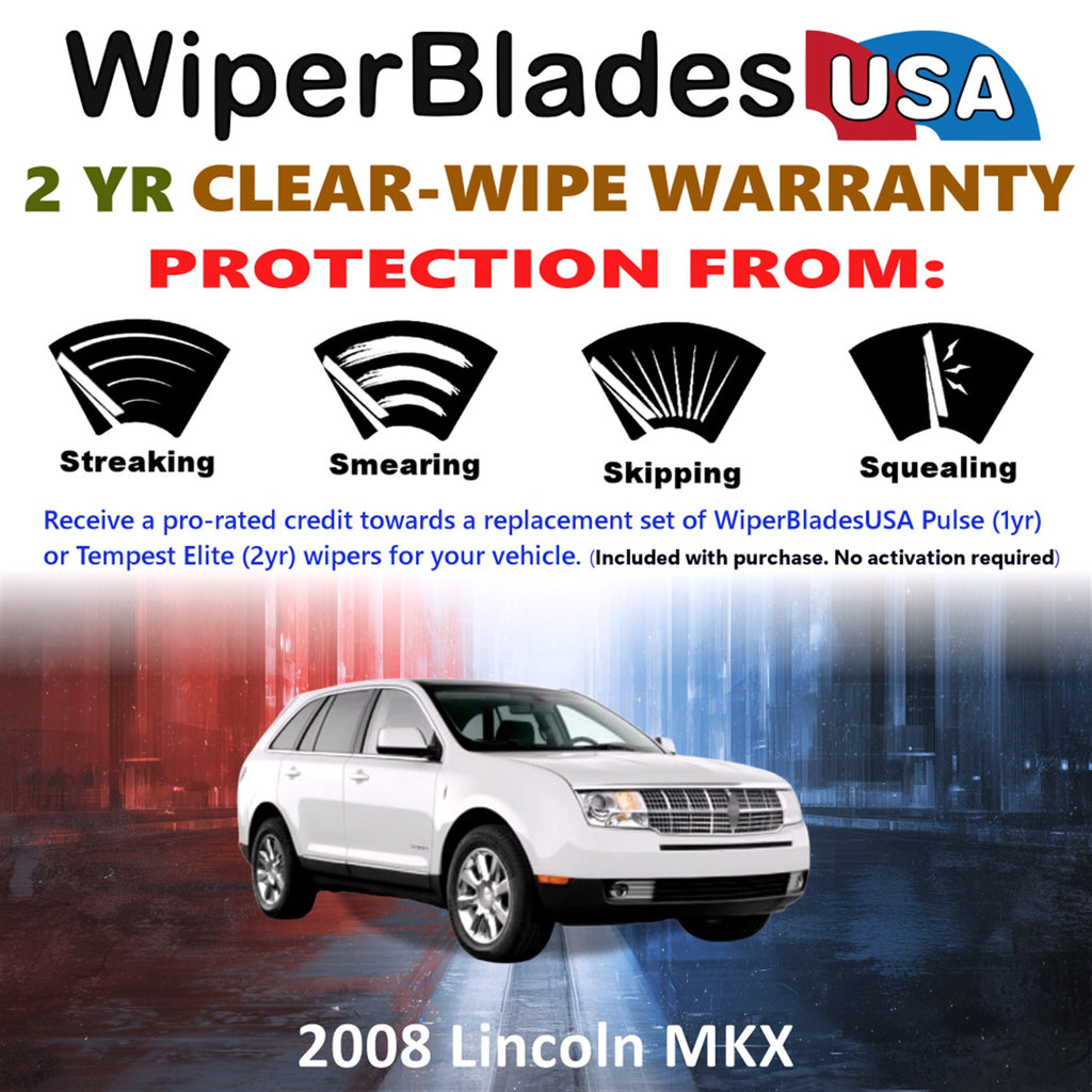 2008 Lincoln MKX Front w/Rear Wiper blades Set  Includes 2yr Wear Warranty & Free Delivery