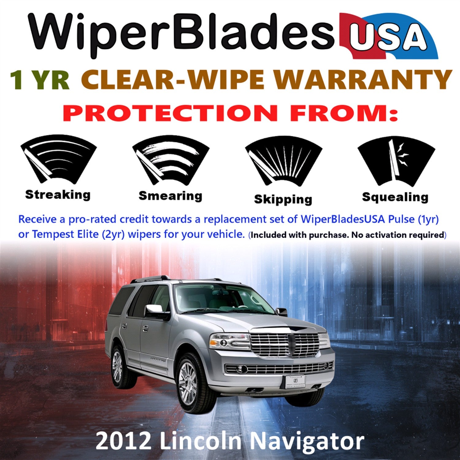 2012 Lincoln Navigator Front Wiper blades Set Includes 1yr Wear Warranty & Free Delivery