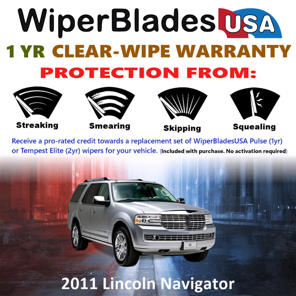2011 Lincoln Navigator Front Wiper blades Set Includes 1yr Wear Warranty & Free Delivery