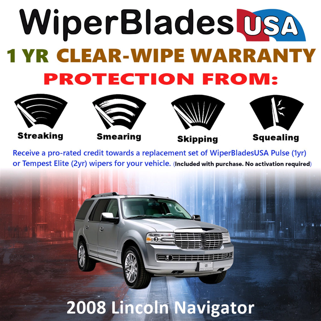 2008 Lincoln Navigator Front Wiper blades Set Includes 1yr Wear Warranty & Free Delivery