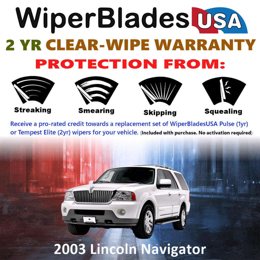 2003 Lincoln Navigator Front Wiper blades Set  Includes 2yr Wear Warranty & Free Delivery