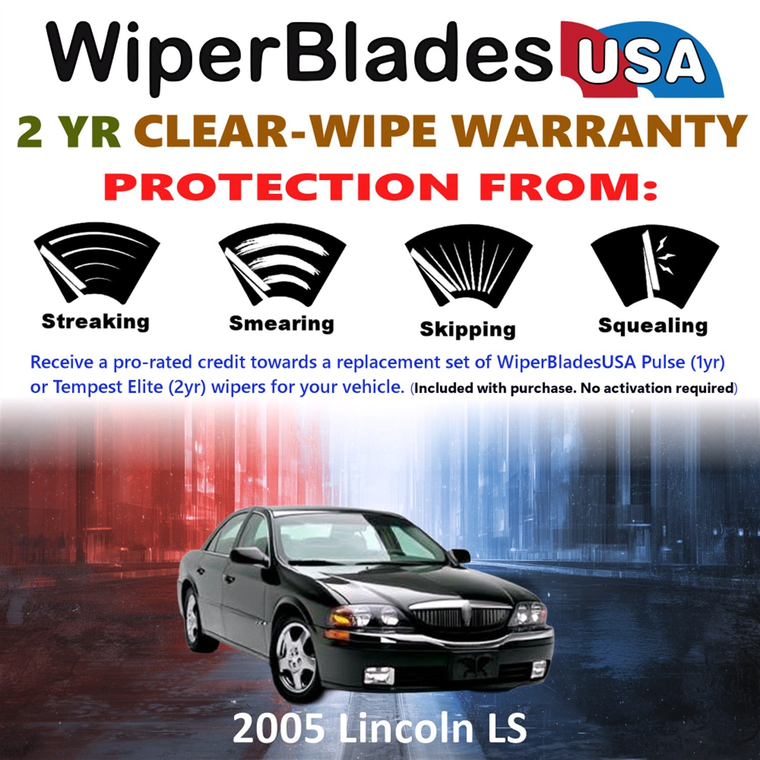 2005 Lincoln LS Front Wiper blades Set  Includes 2yr Wear Warranty & Free Delivery