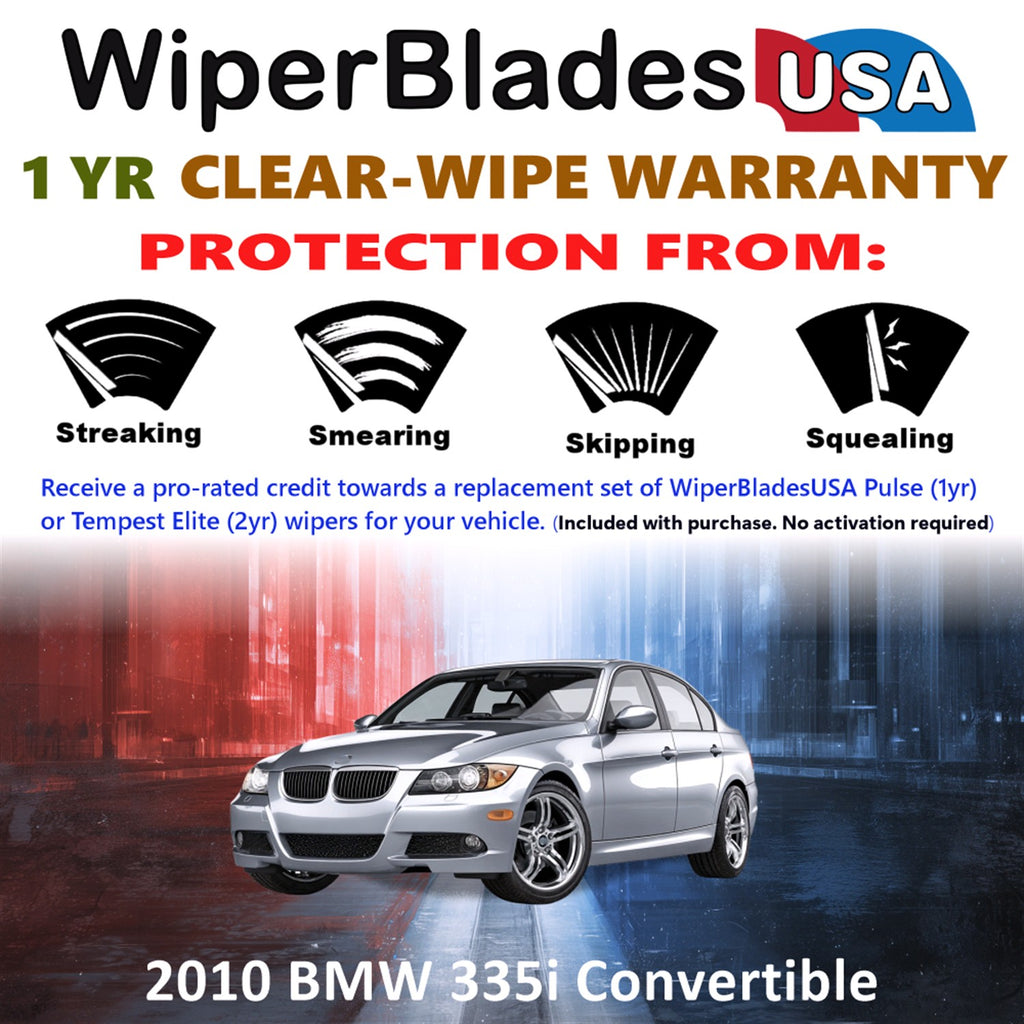 2010 BMW 335i Front Wiper blades Set Includes 1yr Wear Warranty & Free Delivery