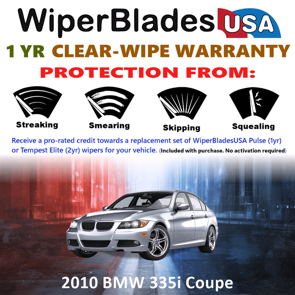 2010 BMW 335i Front Wiper blades Set Includes 1yr Wear Warranty & Free Delivery