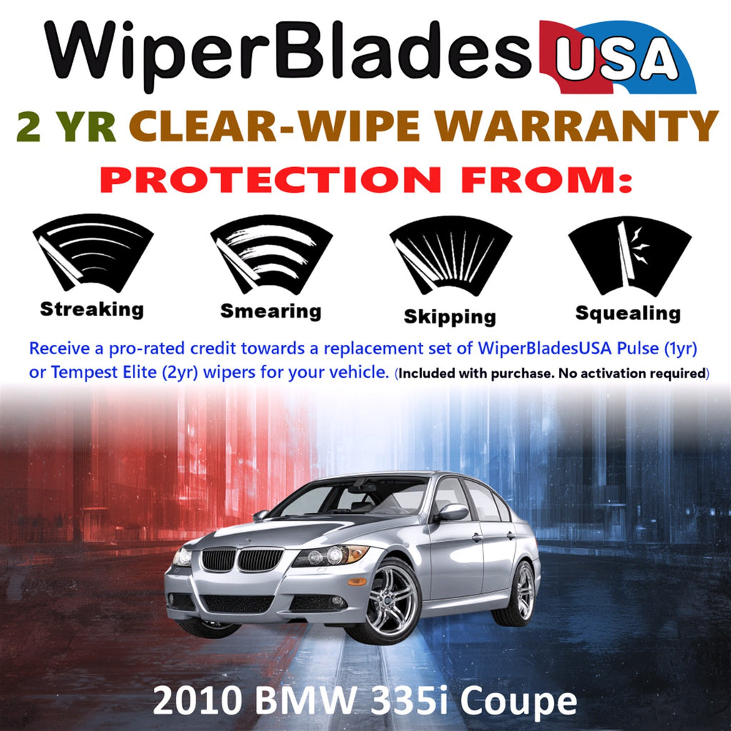 2010 BMW 335i Front Wiper blades Set  Includes 2yr Wear Warranty & Free Delivery