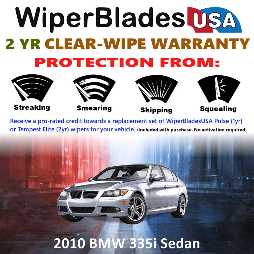 2010 BMW 335i Front Wiper blades Set  Includes 2yr Wear Warranty & Free Delivery