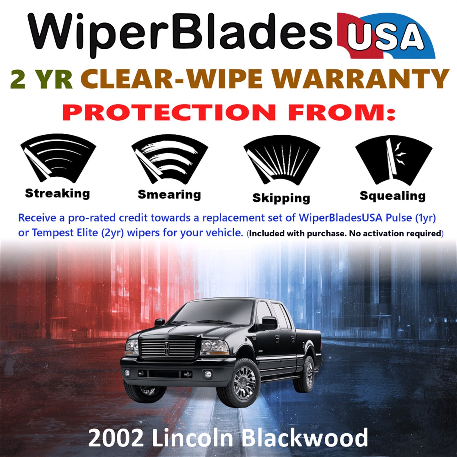 2002 Lincoln Blackwood Front Wiper blades Set  Includes 2yr Wear Warranty & Free Delivery