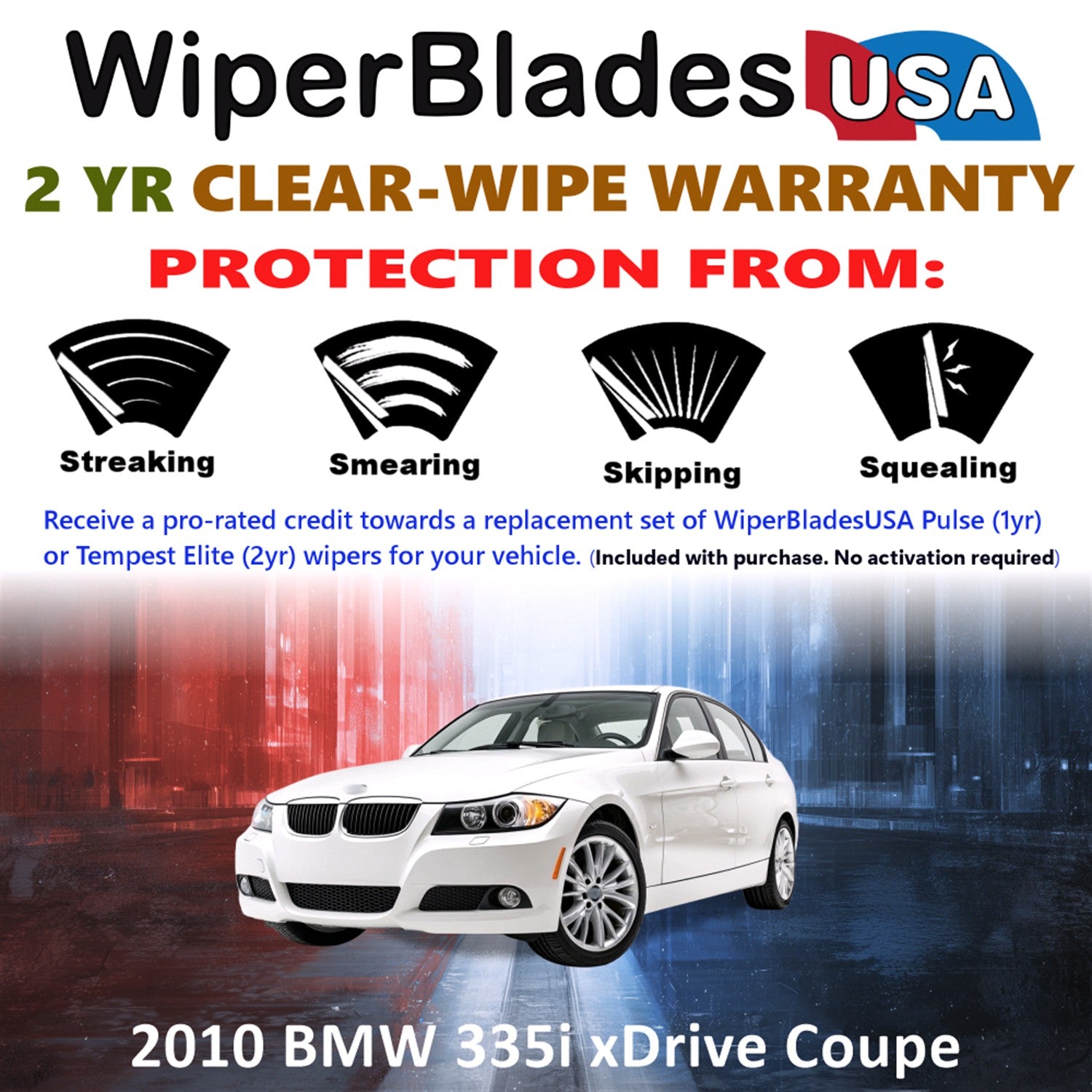 2010 BMW 335i xDrive Front Wiper blades Set  Includes 2yr Wear Warranty & Free Delivery