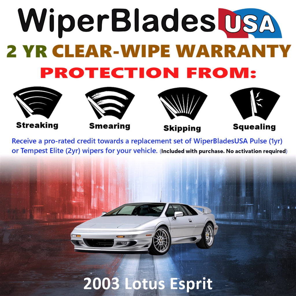 2003 Lotus Esprit Front Wiper blades Set  Includes 2yr Wear Warranty & Free Delivery