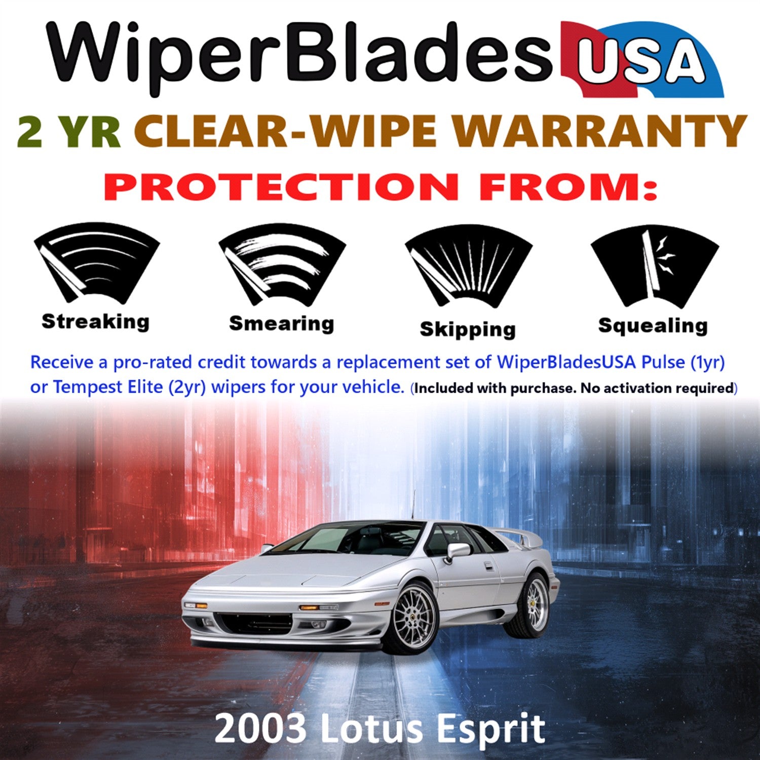 2003 Lotus Esprit Front Wiper blades Set  Includes 2yr Wear Warranty & Free Delivery