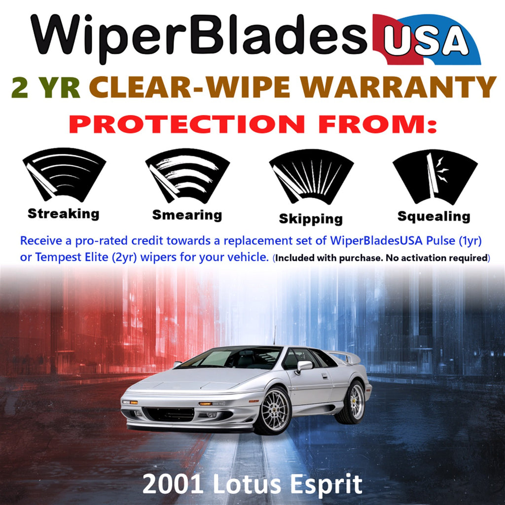 2001 Lotus Esprit Front Wiper blades Set  Includes 2yr Wear Warranty & Free Delivery