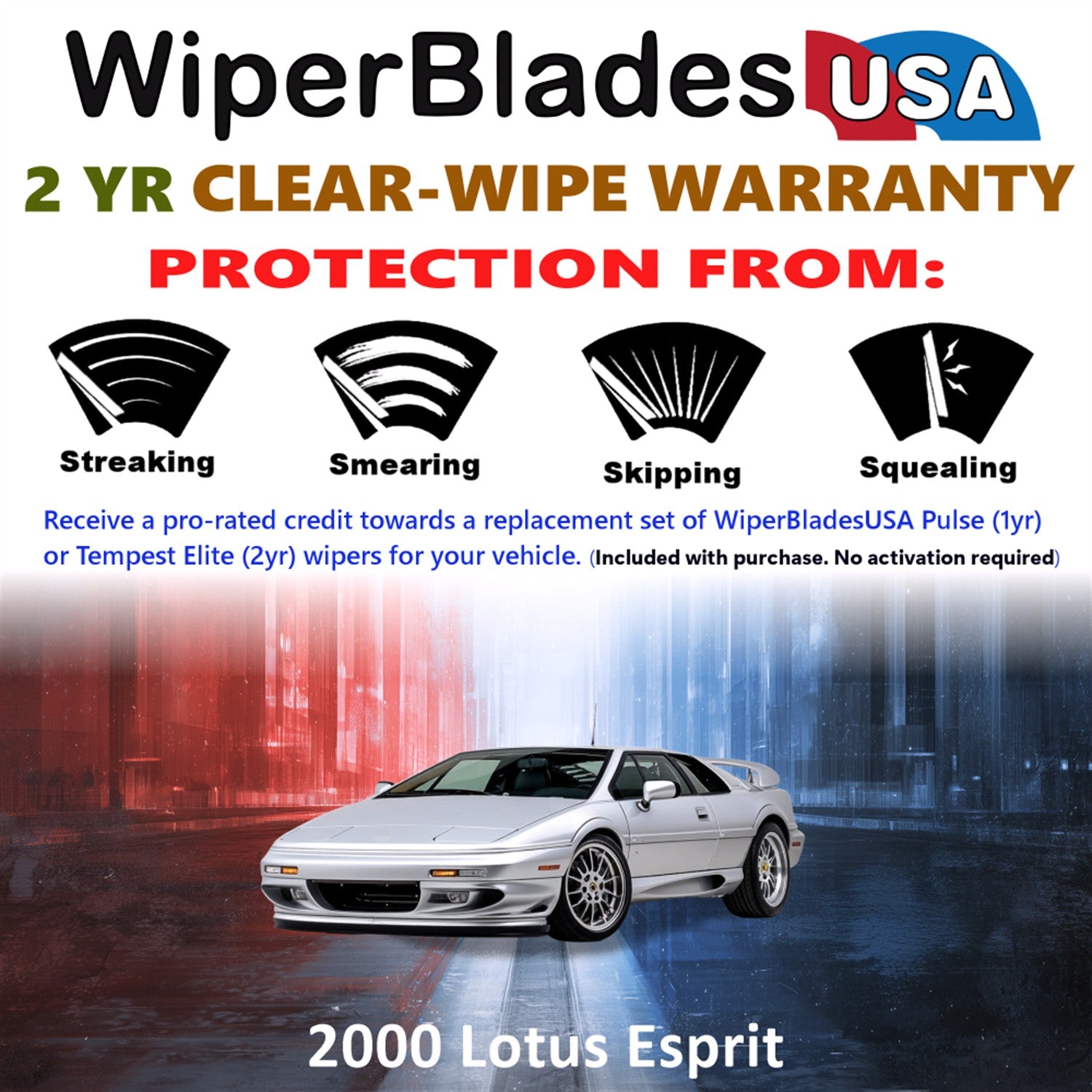 2000 Lotus Esprit Front Wiper blades Set  Includes 2yr Wear Warranty & Free Delivery