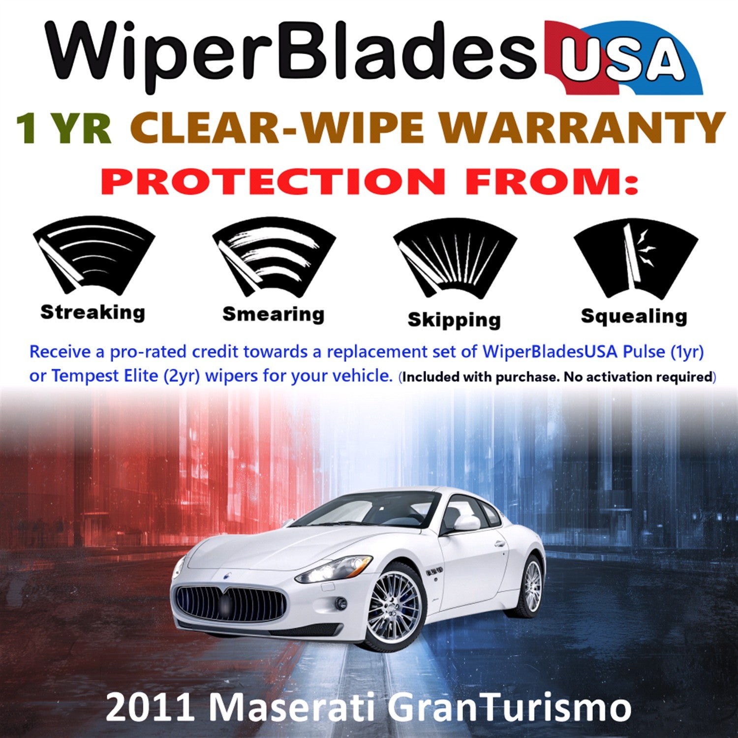 2011 Maserati GranTurismo Front Wiper blades Set Includes 1yr Wear Warranty & Free Delivery