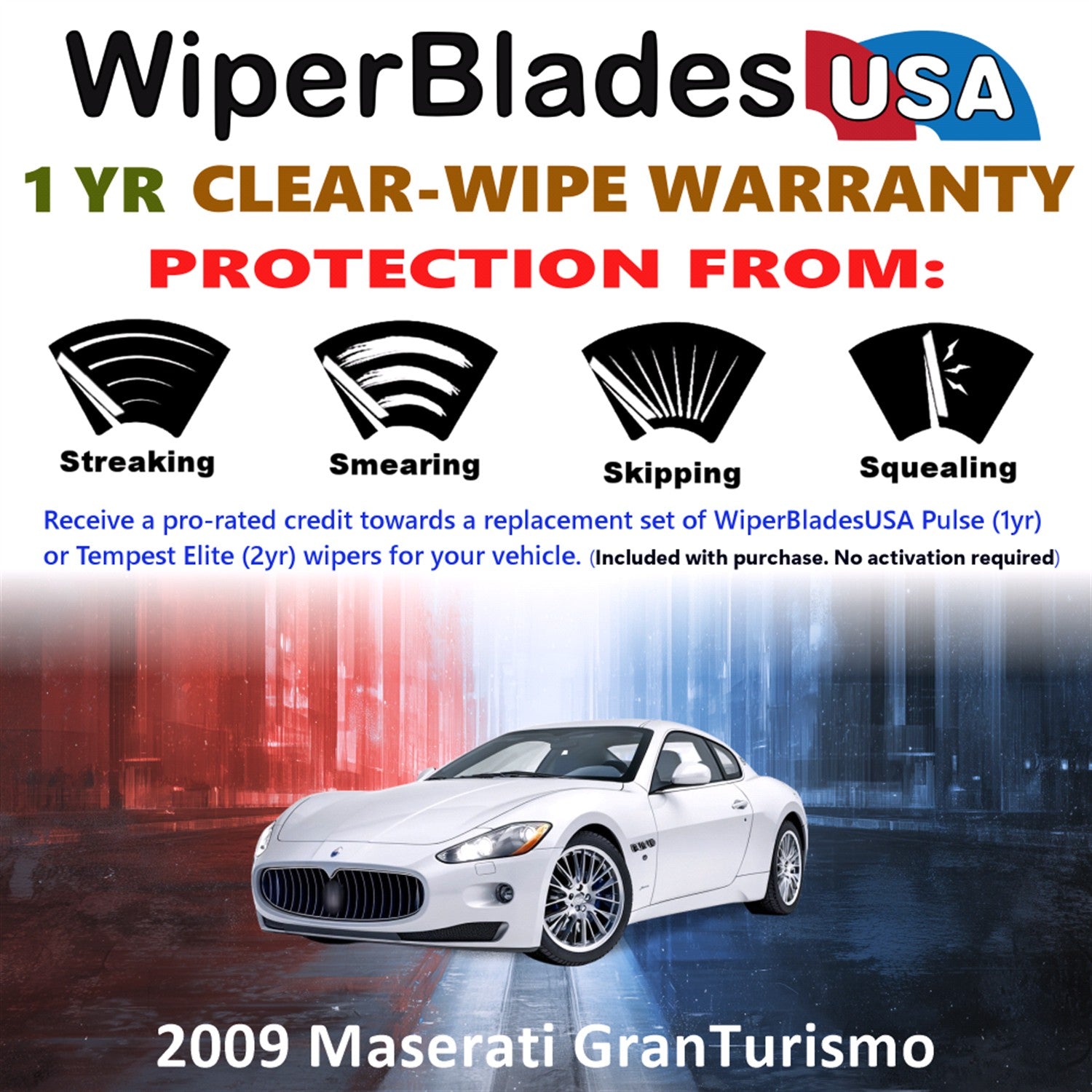 2009 Maserati GranTurismo Front Wiper blades Set Includes 1yr Wear Warranty & Free Delivery