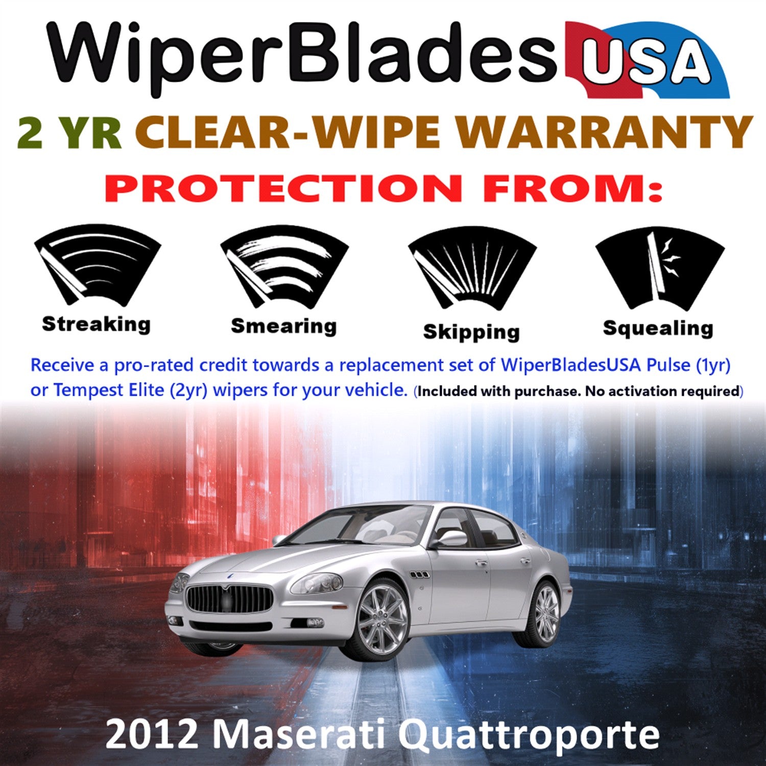 2012 Maserati Quattroporte Front Wiper blades Set  Includes 2yr Wear Warranty & Free Delivery