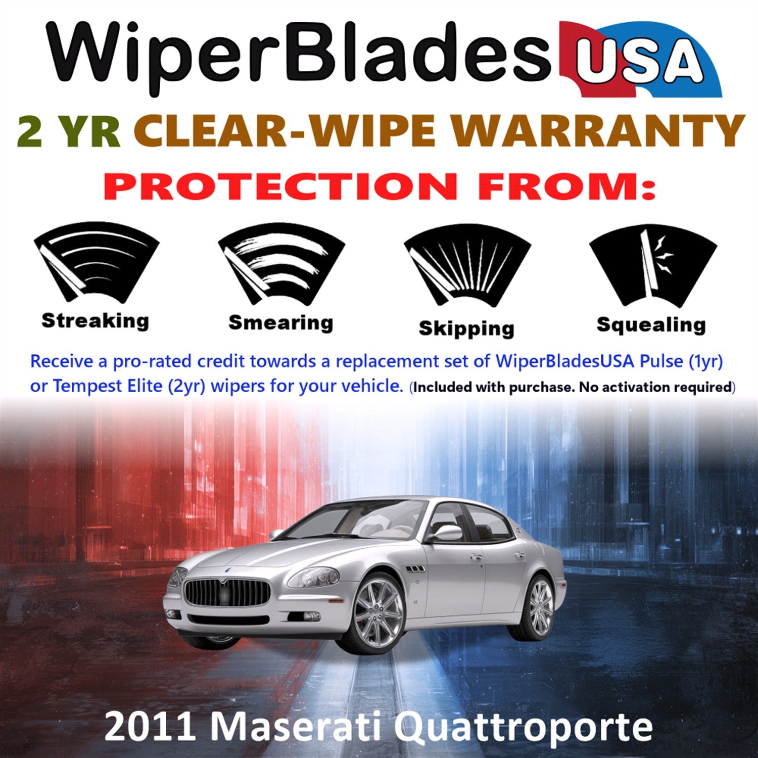 2011 Maserati Quattroporte Front Wiper blades Set  Includes 2yr Wear Warranty & Free Delivery