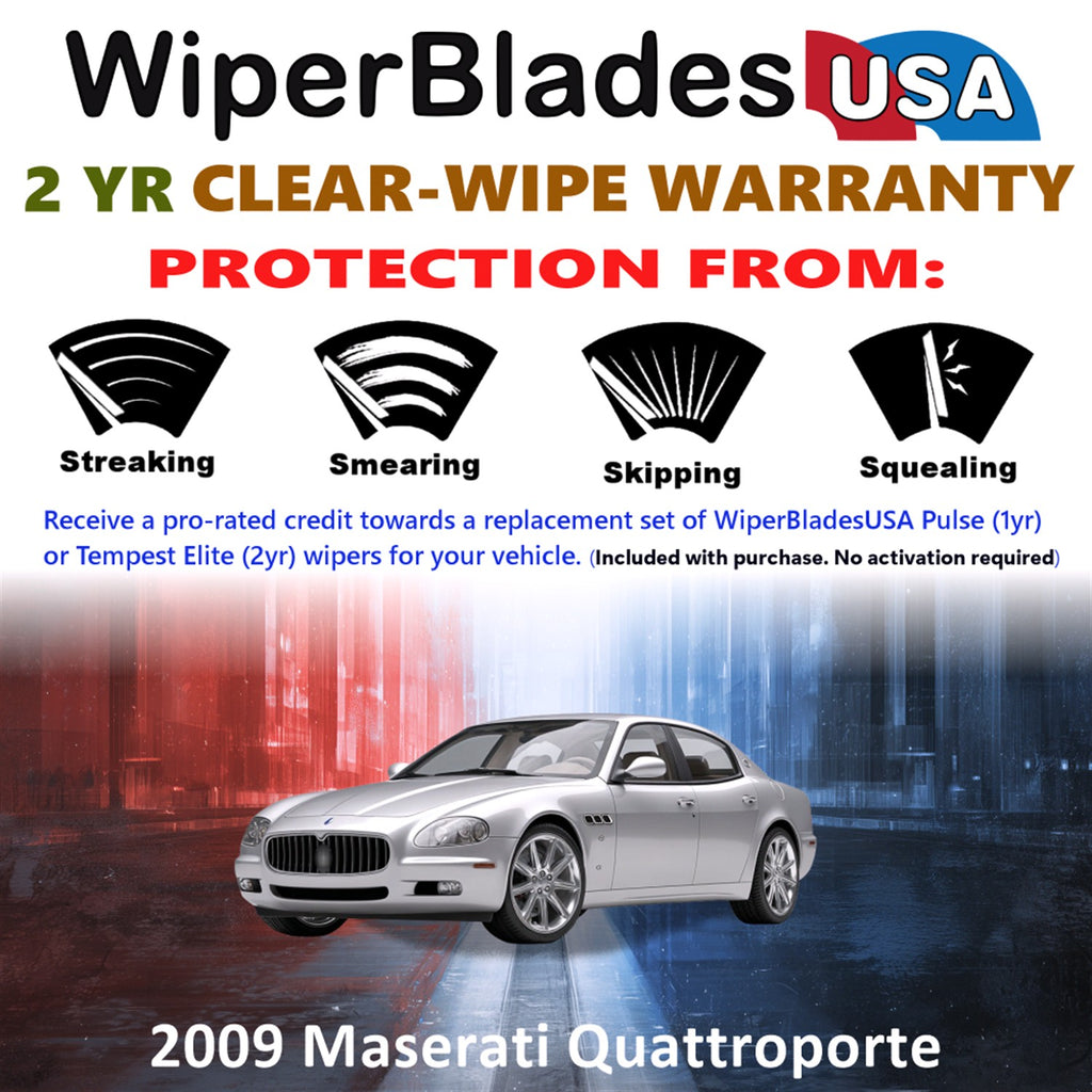 2009 Maserati Quattroporte Front Wiper blades Set  Includes 2yr Wear Warranty & Free Delivery