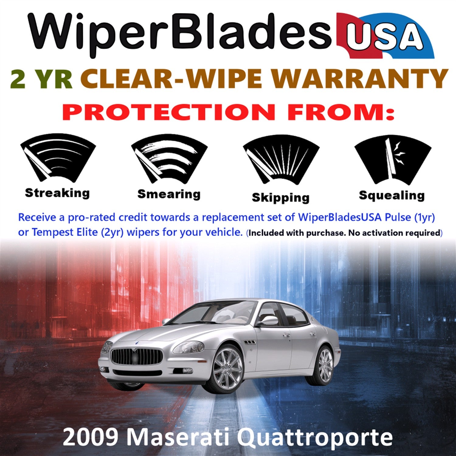2009 Maserati Quattroporte Front Wiper blades Set  Includes 2yr Wear Warranty & Free Delivery