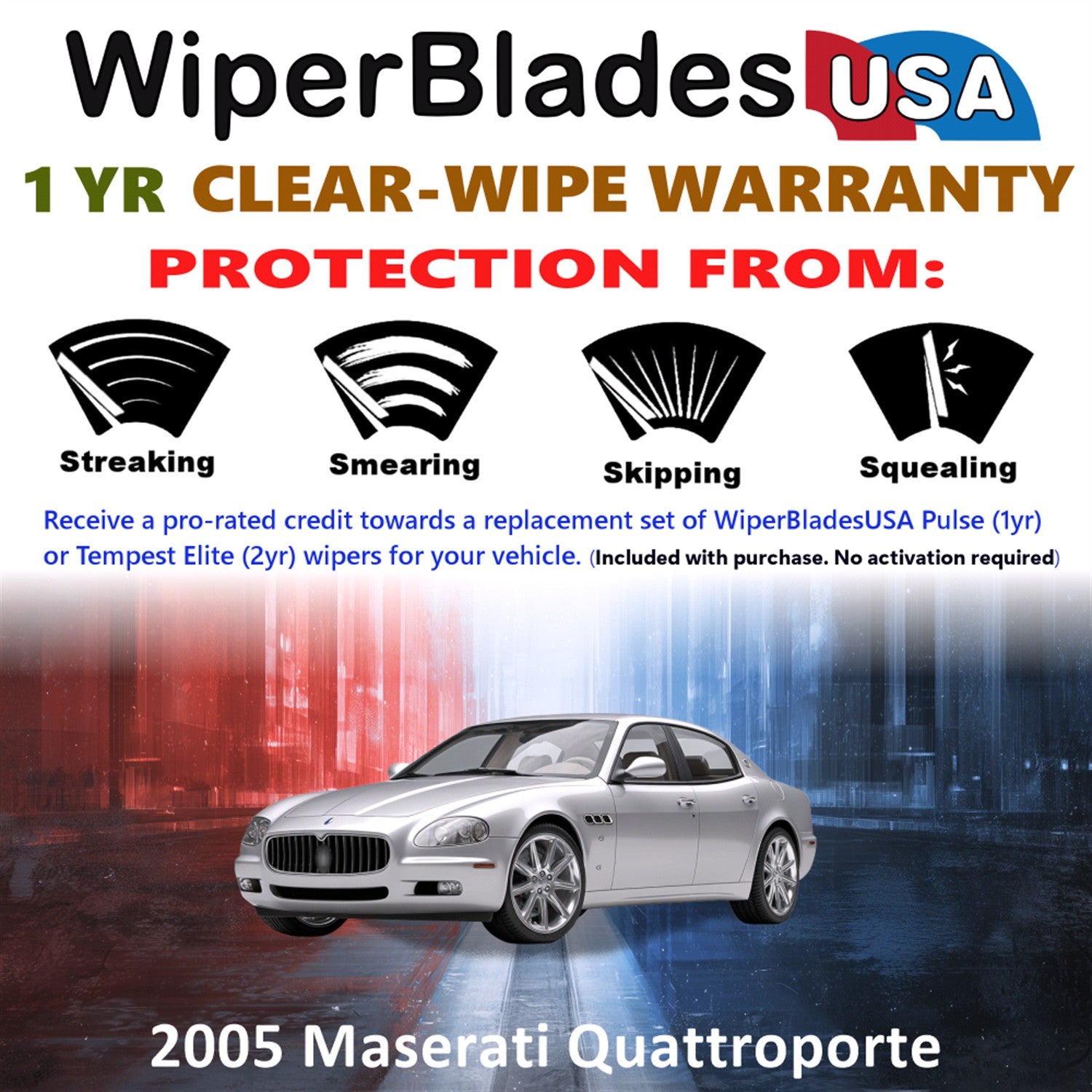 2005 Maserati Quattroporte Front Wiper blades Set Includes 1yr Wear Warranty & Free Delivery