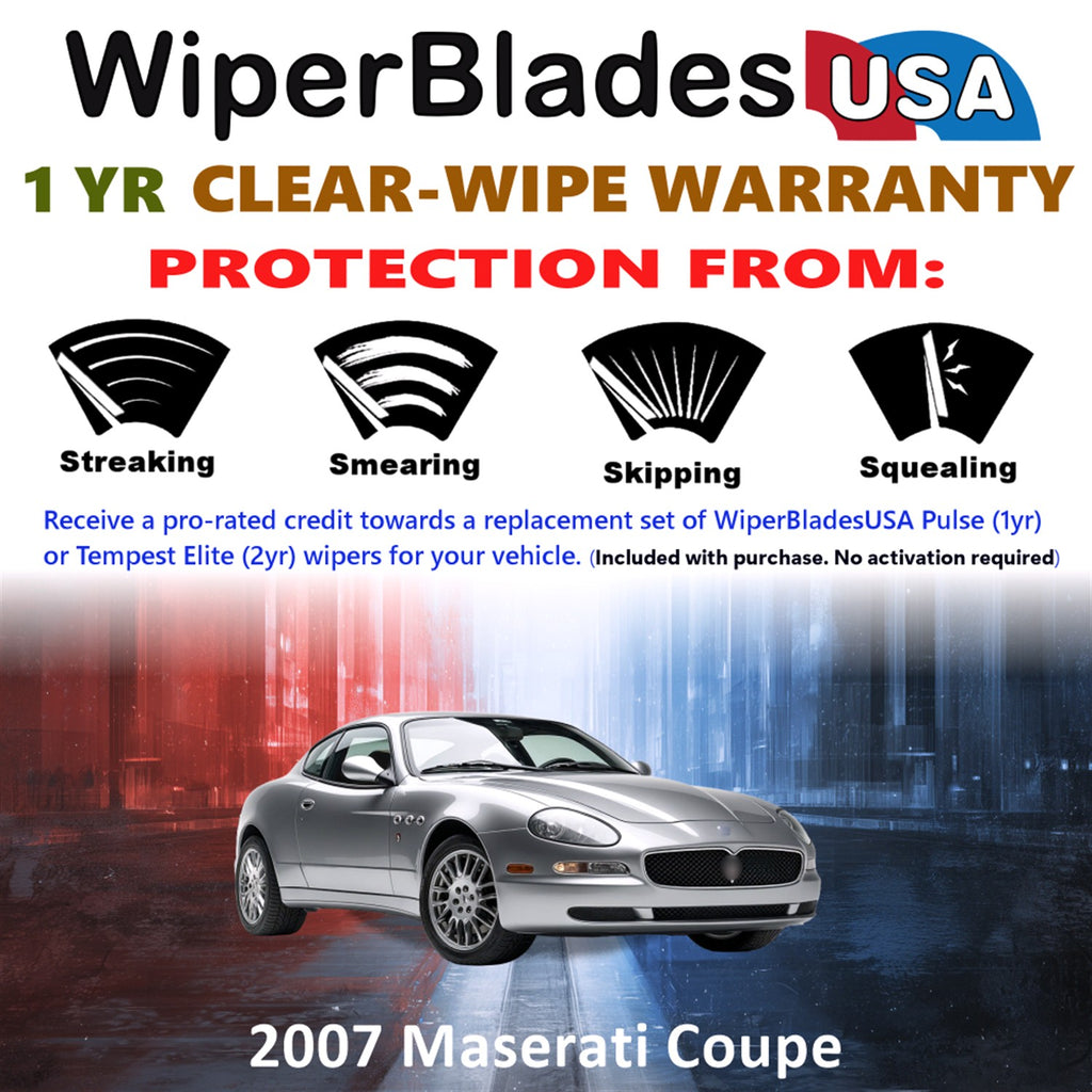 2007 Maserati Coupe Front Wiper blades Set Includes 1yr Wear Warranty & Free Delivery