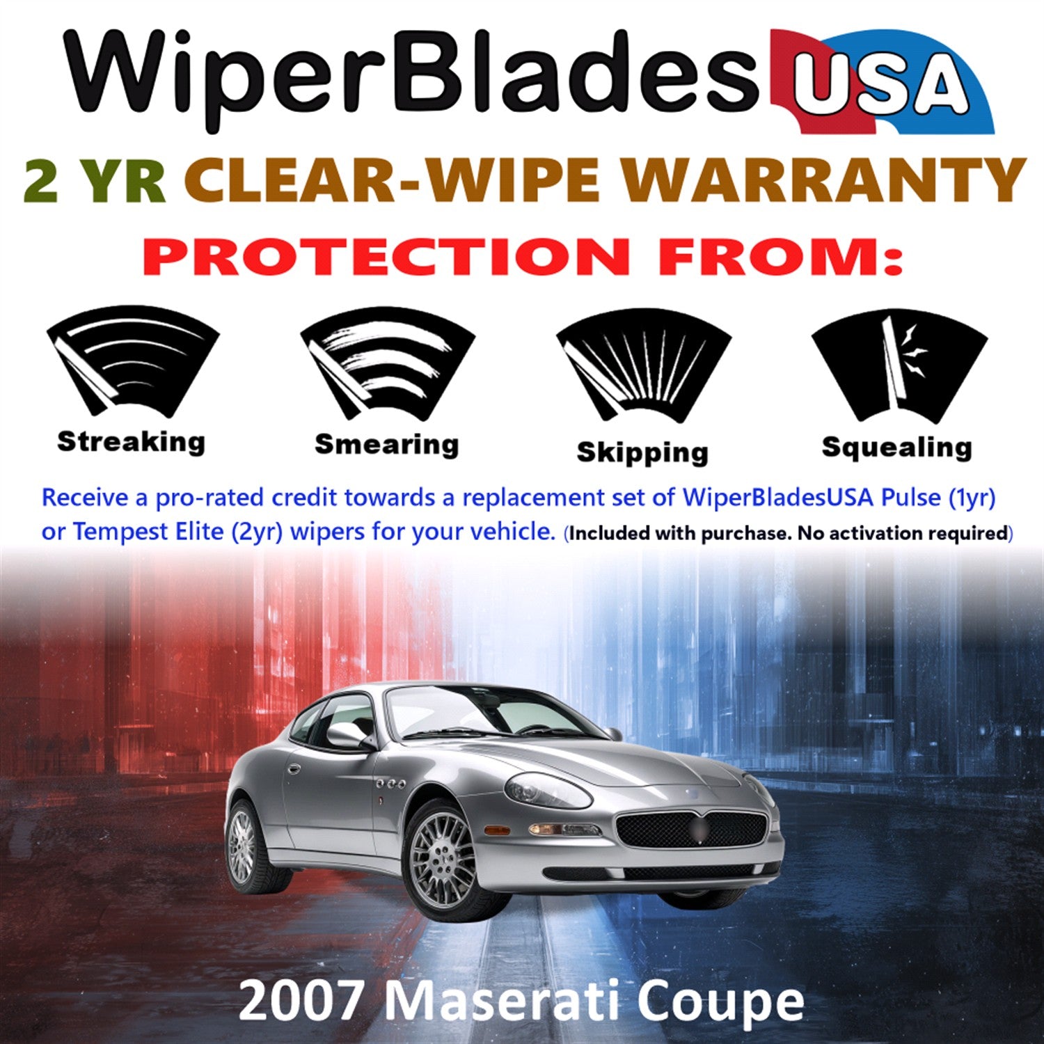 2007 Maserati Coupe Front Wiper blades Set  Includes 2yr Wear Warranty & Free Delivery