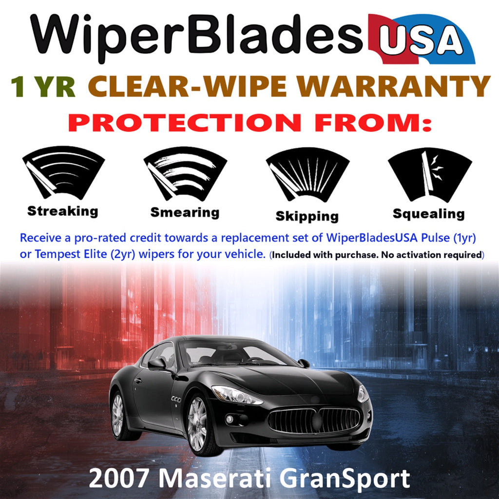 2007 Maserati GranSport Front Wiper blades Set Includes 1yr Wear Warranty & Free Delivery