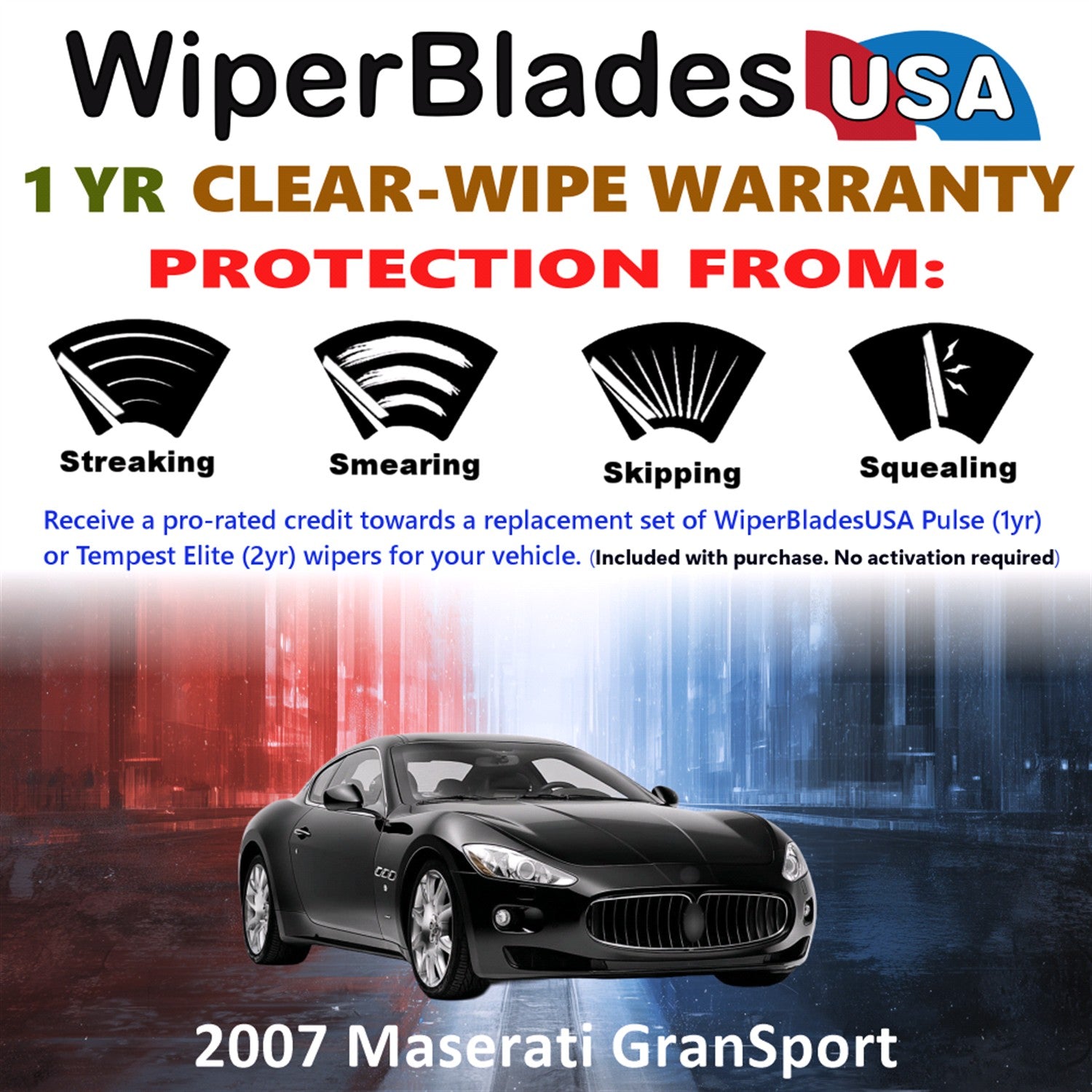 2007 Maserati GranSport Front Wiper blades Set Includes 1yr Wear Warranty & Free Delivery