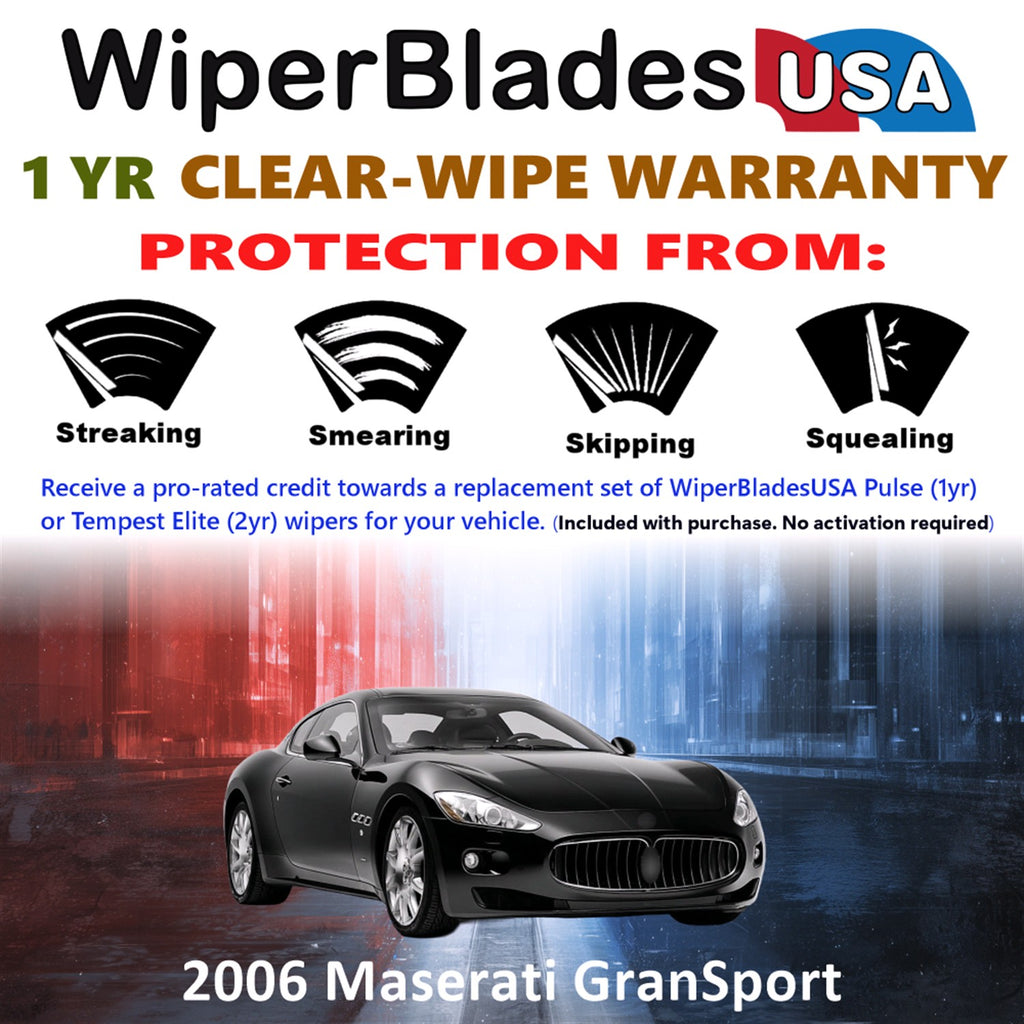 2006 Maserati GranSport Front Wiper blades Set Includes 1yr Wear Warranty & Free Delivery