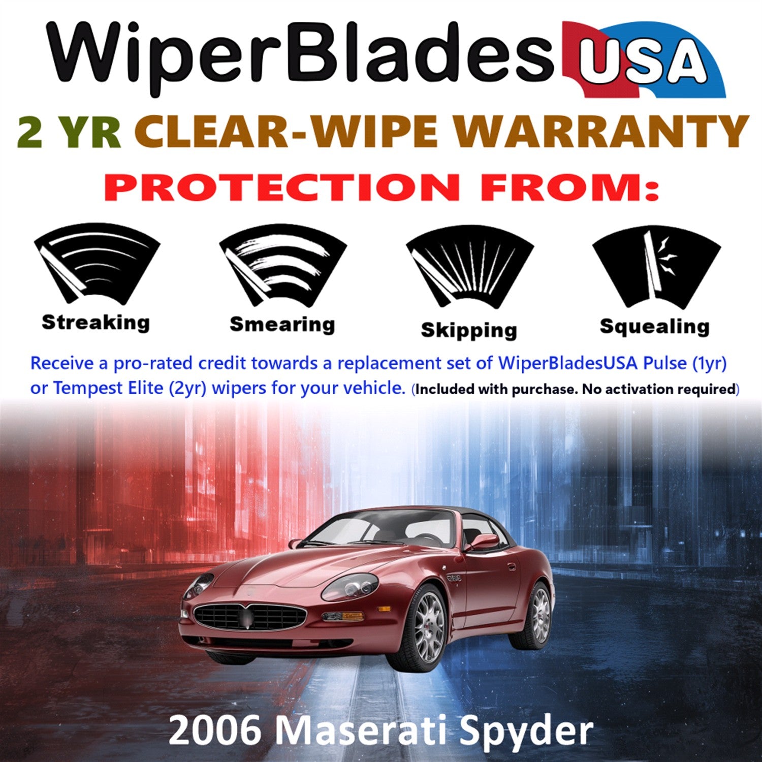 2006 Maserati Spyder Front Wiper blades Set  Includes 2yr Wear Warranty & Free Delivery
