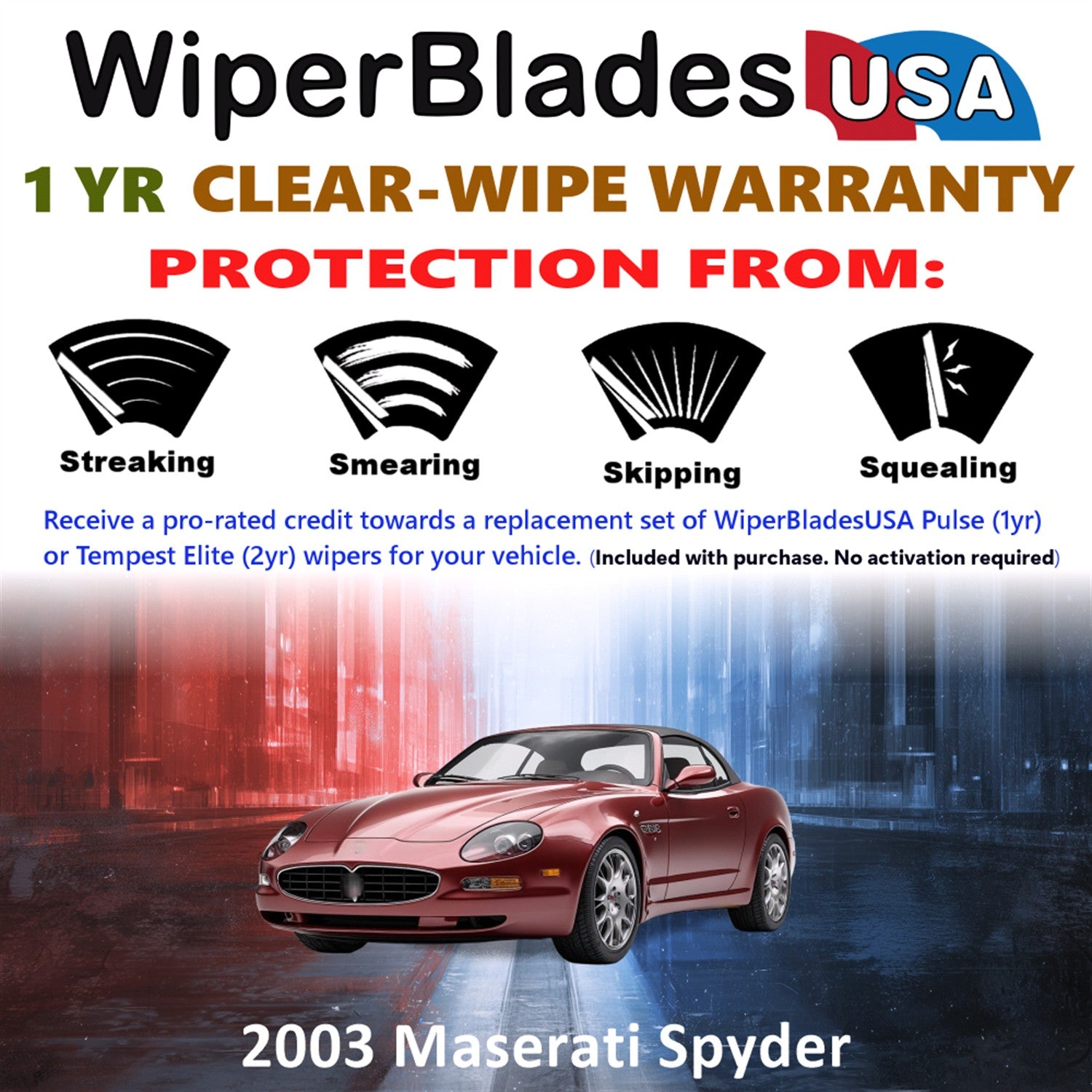 2003 Maserati Spyder Front Wiper blades Set Includes 1yr Wear Warranty & Free Delivery