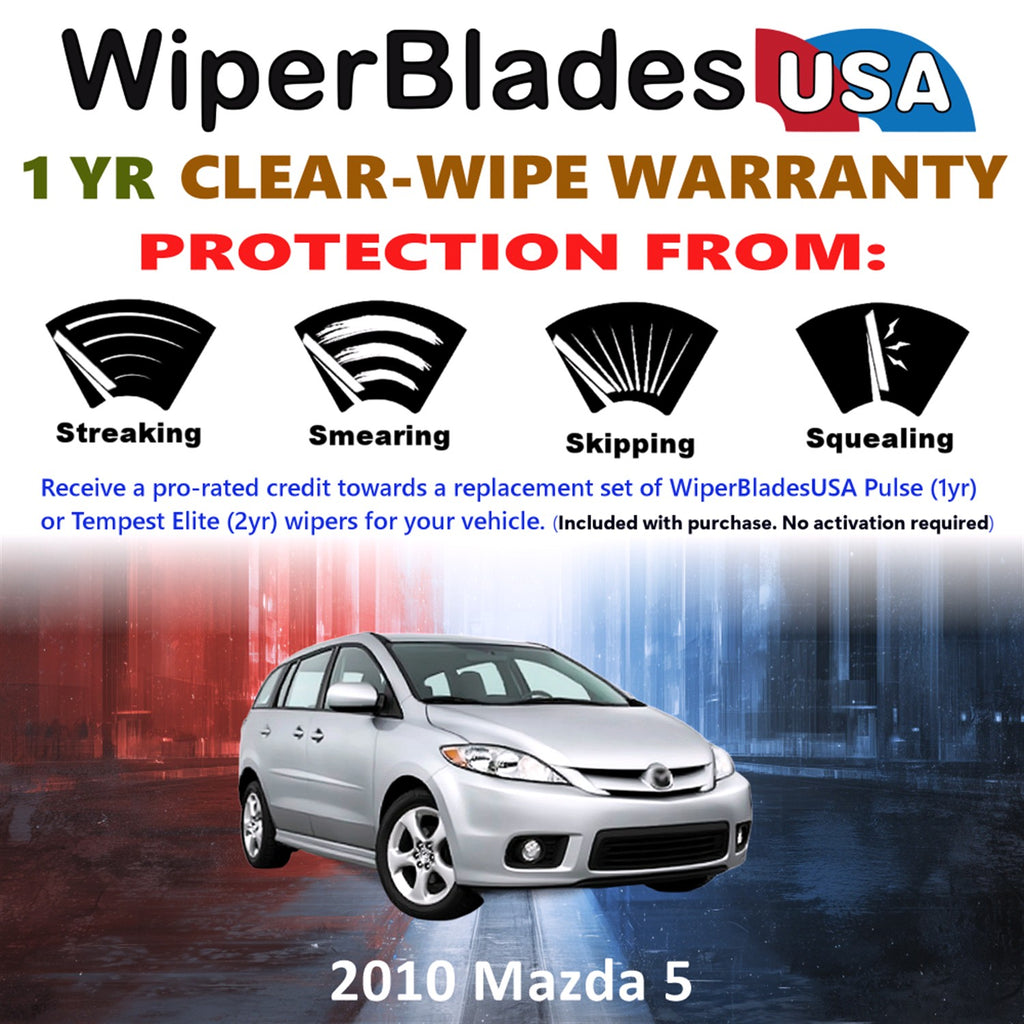2010 Mazda 5 Front Wiper blades Set Includes 1yr Wear Warranty & Free Delivery