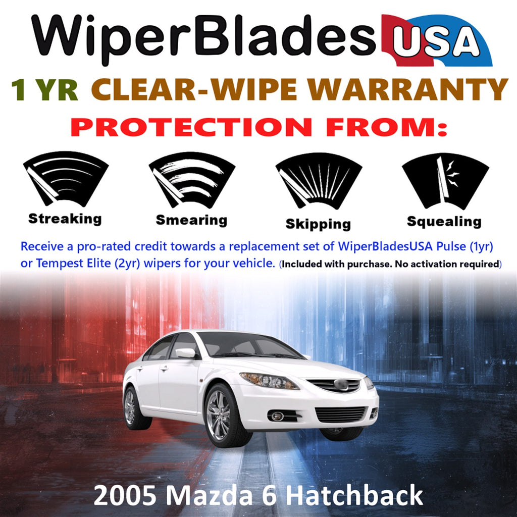 2005 Mazda 6 Front Wiper blades Set Includes 1yr Wear Warranty & Free Delivery