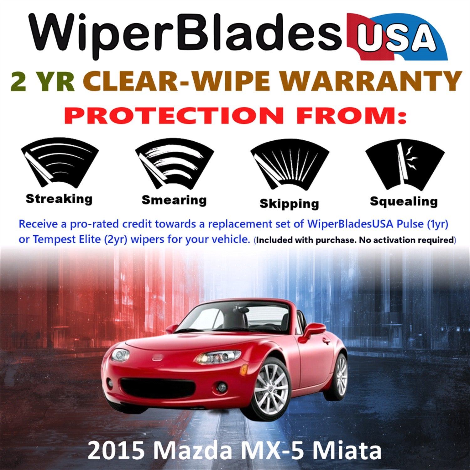 2015 Mazda MX-5 Miata Front Wiper blades Set  Includes 2yr Wear Warranty & Free Delivery