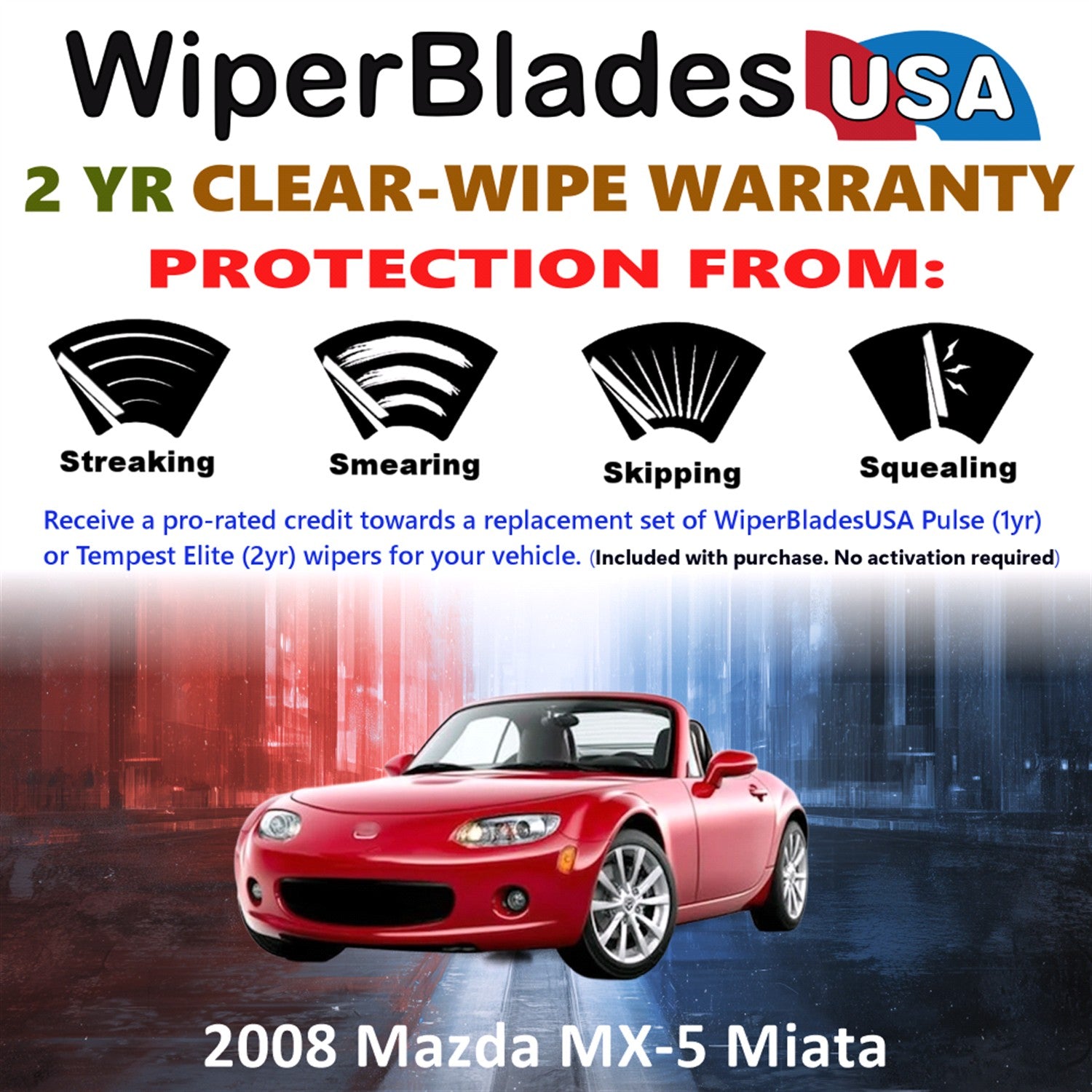 2008 Mazda MX-5 Miata Front Wiper blades Set  Includes 2yr Wear Warranty & Free Delivery