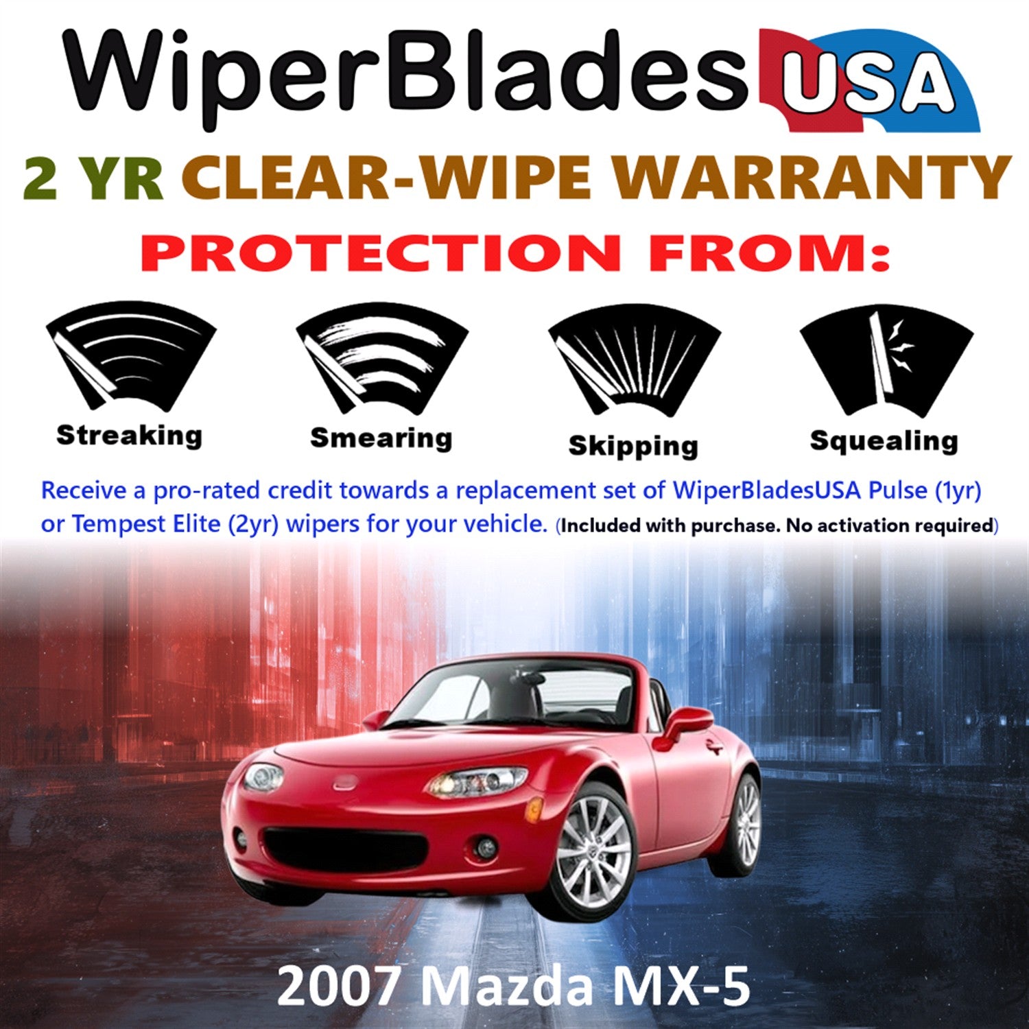 2007 Mazda MX-5 Front Wiper blades Set  Includes 2yr Wear Warranty & Free Delivery