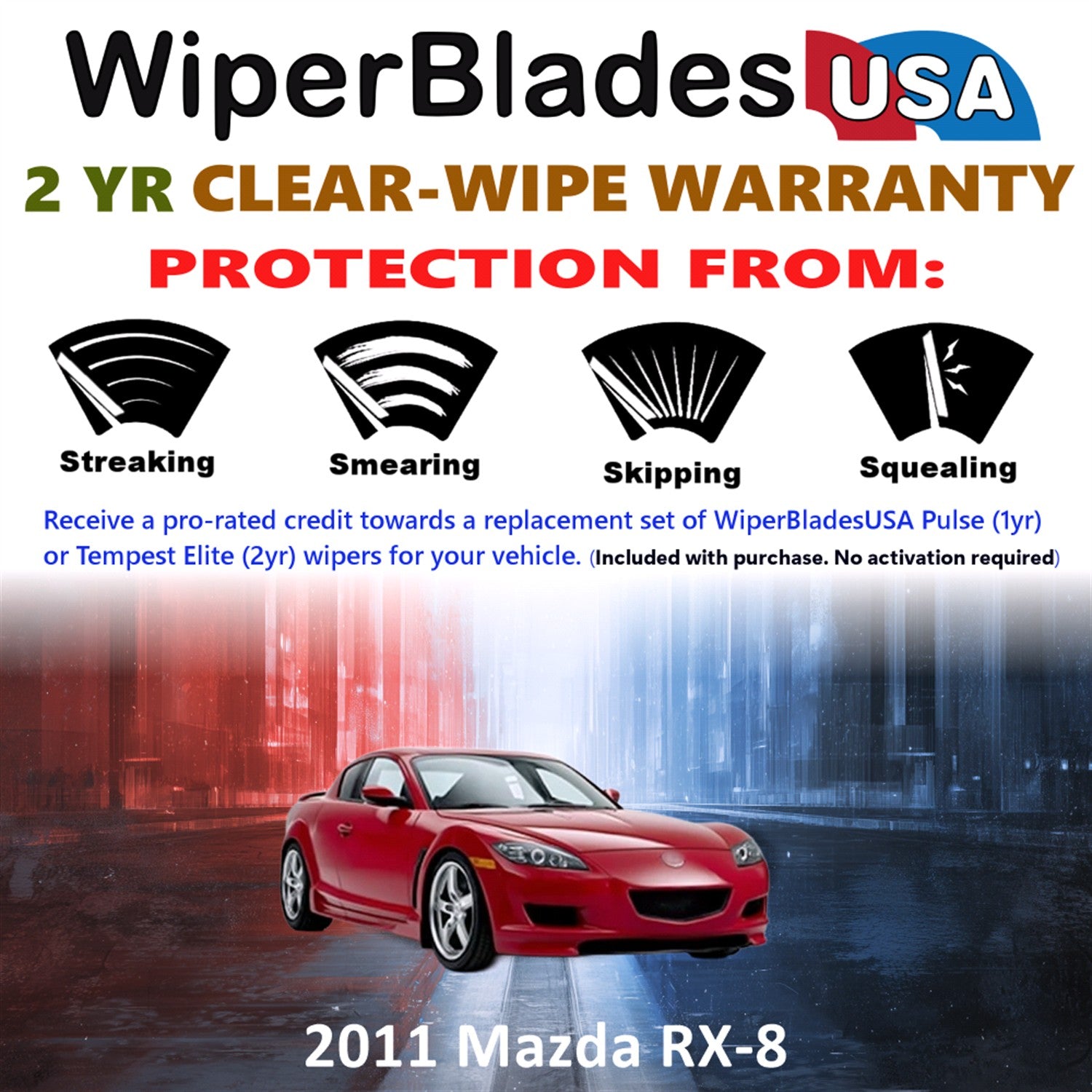 2011 Mazda RX-8 Front Wiper blades Set  Includes 2yr Wear Warranty & Free Delivery