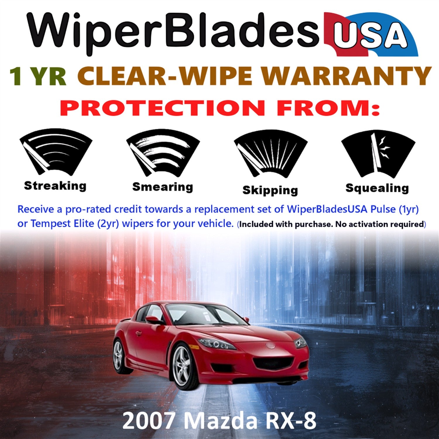 2007 Mazda RX-8 Front Wiper blades Set Includes 1yr Wear Warranty & Free Delivery