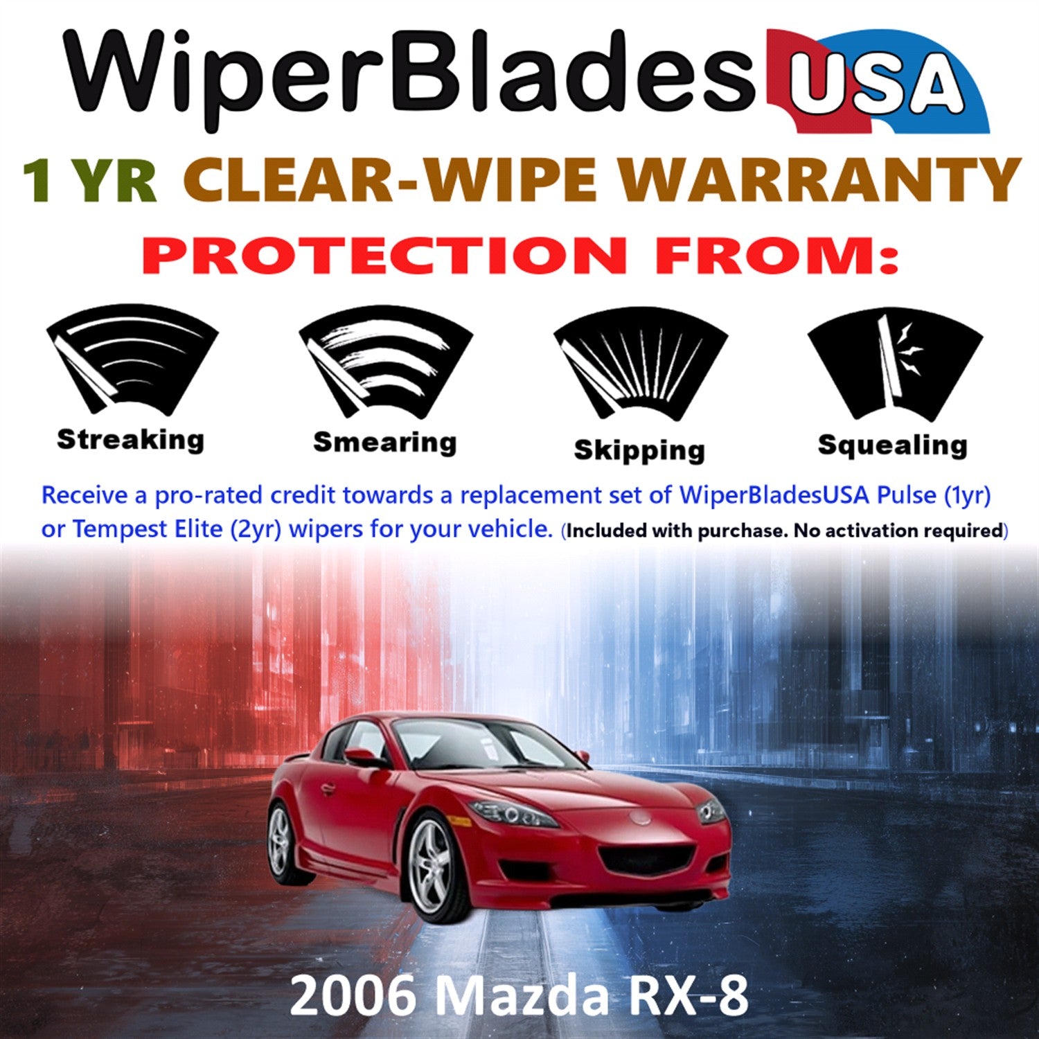2006 Mazda RX-8 Front Wiper blades Set Includes 1yr Wear Warranty & Free Delivery