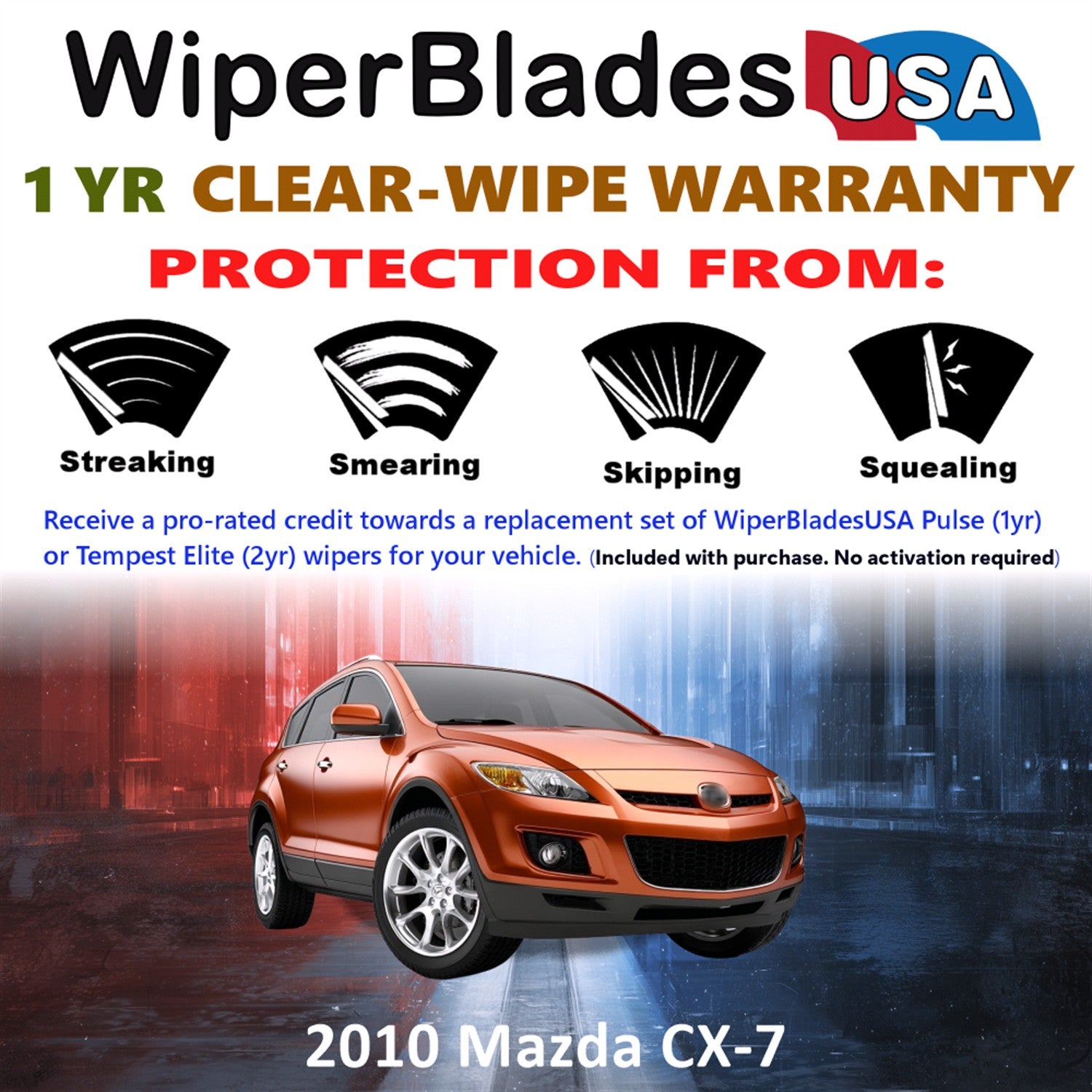 2010 Mazda CX-7 Front w/Rear Wiper blades Set Includes 1yr Wear Warranty & Free Delivery