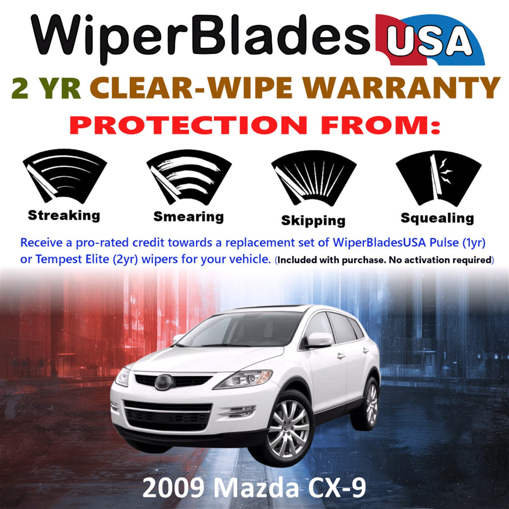 2009 Mazda CX-9 Front w/Rear Wiper blades Set  Includes 2yr Wear Warranty & Free Delivery
