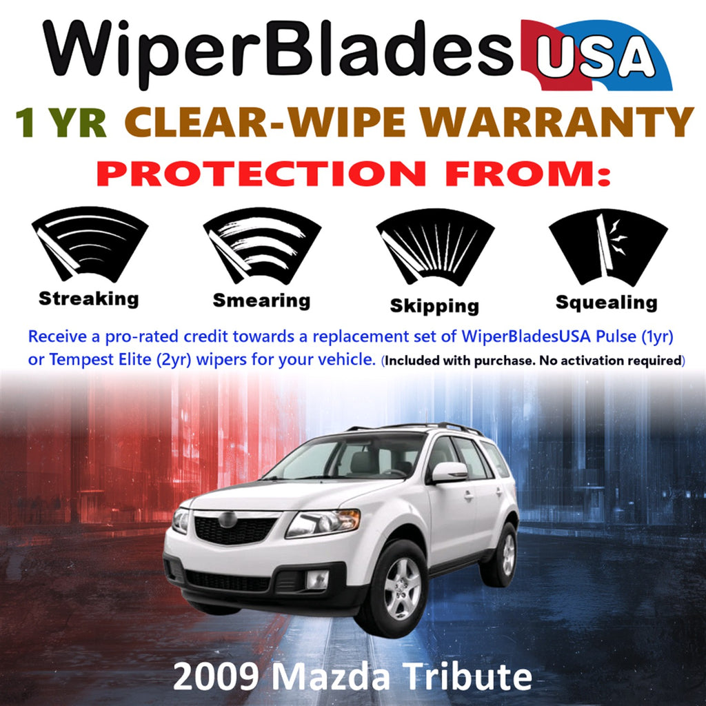2009 Mazda Tribute Front w/Rear Wiper blades Set Includes 1yr Wear Warranty & Free Delivery