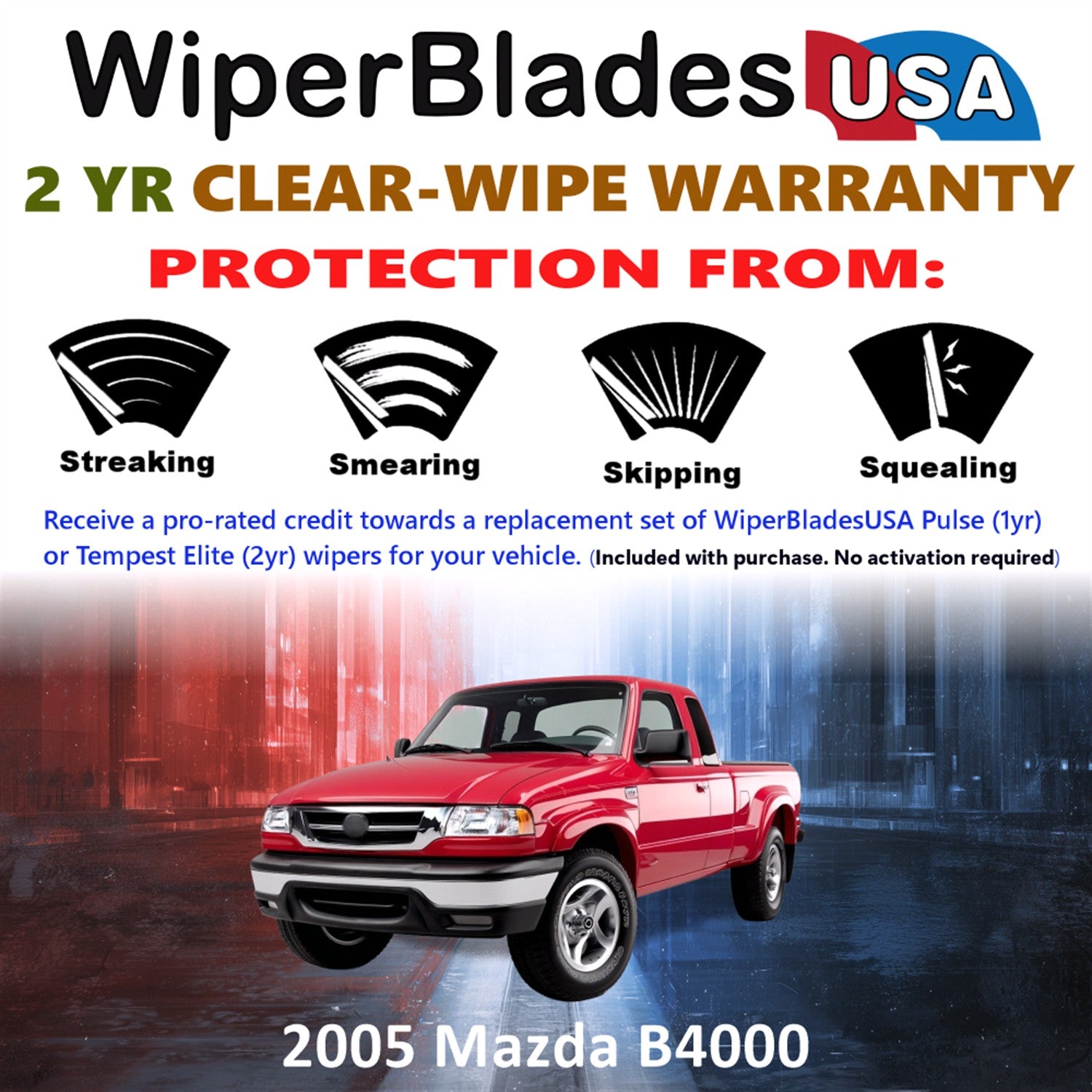2005 Mazda B4000 Front Wiper blades Set  Includes 2yr Wear Warranty & Free Delivery