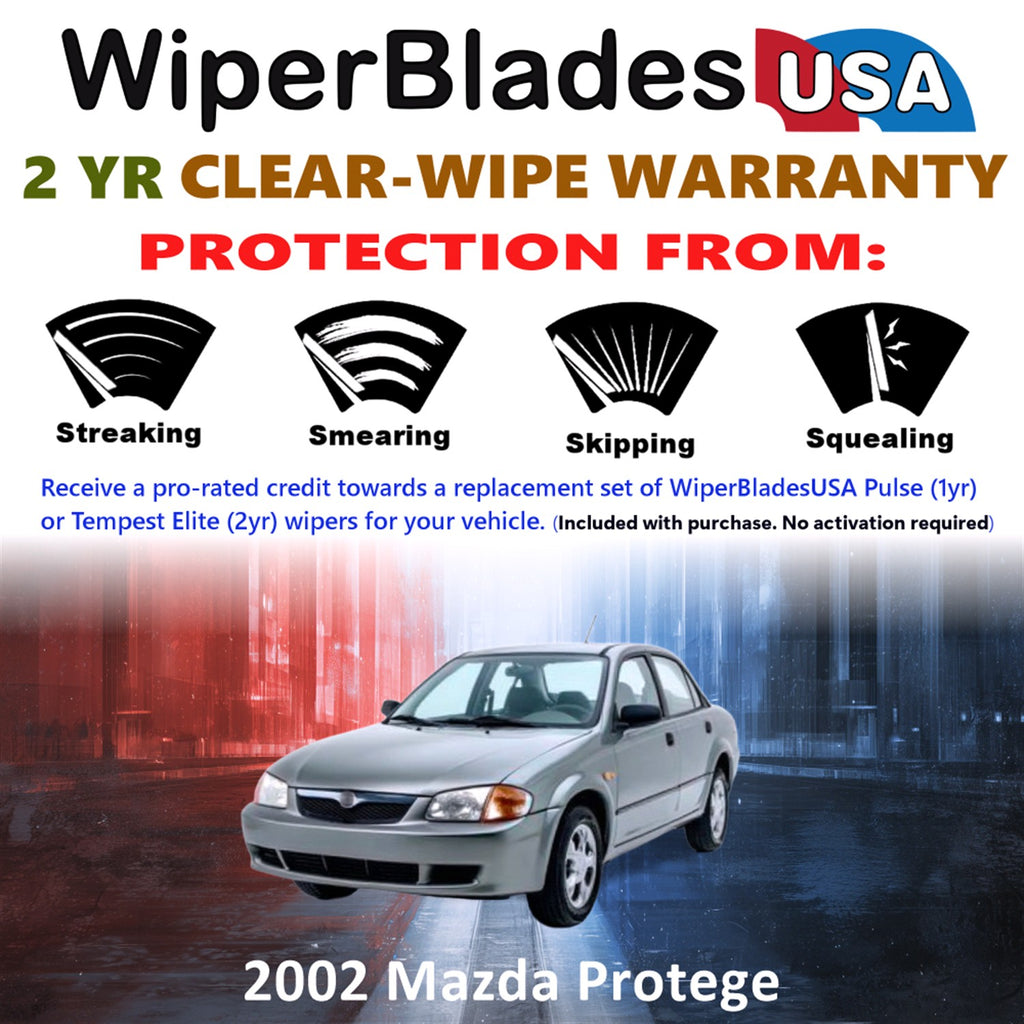 2002 Mazda Protege Front Wiper blades Set  Includes 2yr Wear Warranty & Free Delivery